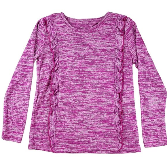 GAP Kids Fuchsia Knit Shirt Long Sleeved with Ruffles Firls size Small  JH1484 - Picture 1 of 4